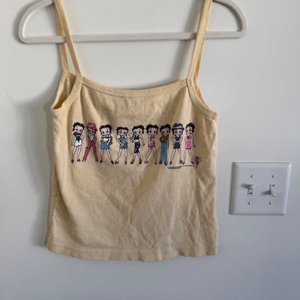 Betty Boop Character Graphic Yellow Tank Top